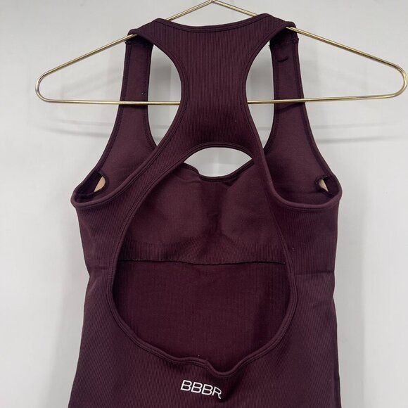 Bodied by B. Rachel Seamless Ribbed Workout Romper — Burgundy, Size Large - Picture 5 of 9